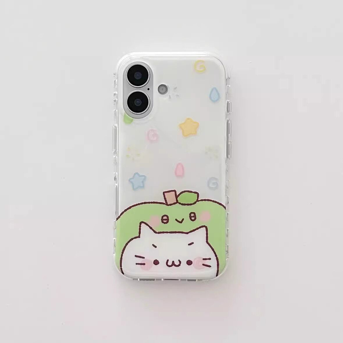星星西瓜卡通白色大孔苹果手机壳