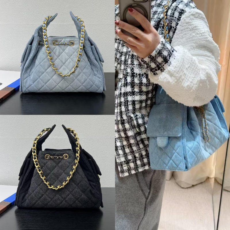 奢侈订制~25s嬉皮bag包单肩hobo腋下包丹宁牛仔抽绳麂皮水桶女包