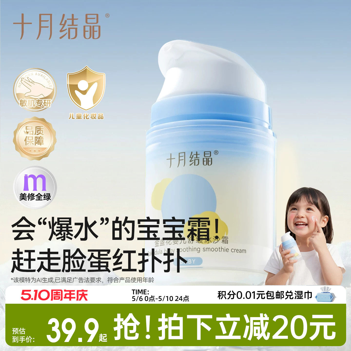 ʮ�½ᾧ�ļ�Ӥ����յ����ɳ��˪��1ƿ��Ӥ���滺��ɳ˪50g  32.82Ԫ
