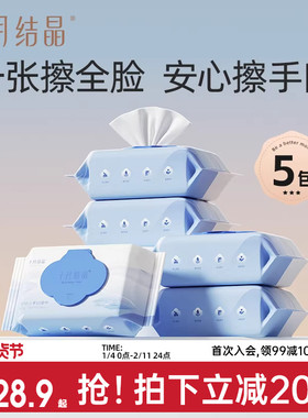 十月结晶婴儿湿巾新生儿手口专用湿巾纸宝宝家庭装湿纸巾80抽*5包
