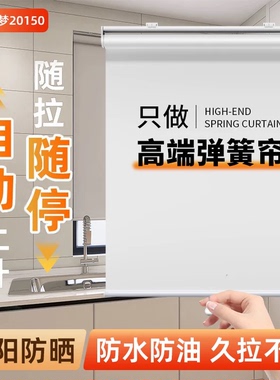 自动回弹升降弹簧卷帘窗帘全遮光2026新款免打孔安装卫生间遮阳帘