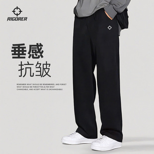 休闲跑步篮球黑色针织加绒卫裤 男士 秋冬新款 准者直筒宽松运动长裤