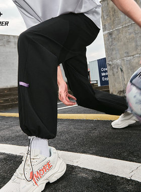 准者梭织运动长裤男士2026春季新款宽松抽绳束脚裤子休闲速干卫裤