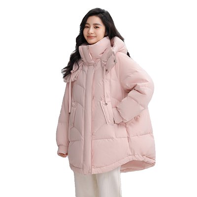 鸭鸭时尚休闲中长款羽绒服女