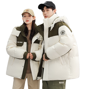 鸭鸭羽绒服男女同款2025年秋冬新品宽松百搭连帽短款加厚保暖外套