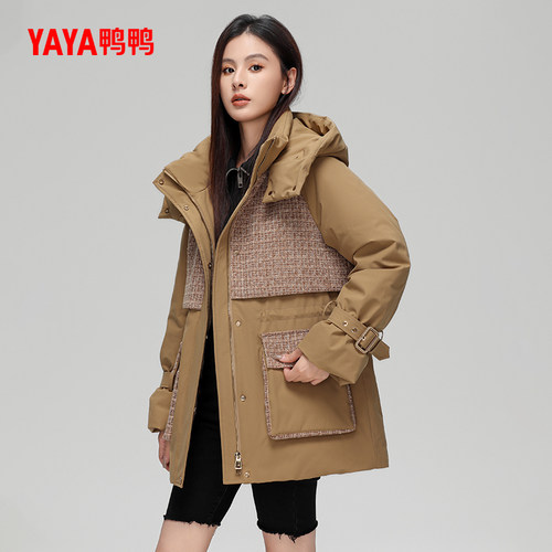 鸭鸭鸭鸭羽绒服女士2024冬季新品中长款时尚韩版修身90鸭绒外套S