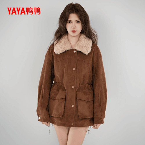 鸭鸭时尚中长款羽绒服外套