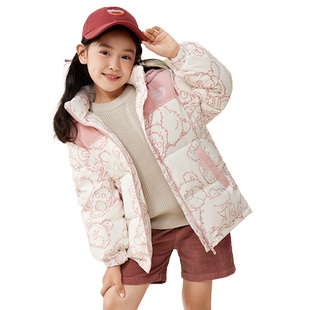 鸭鸭儿童短款羽绒服2025秋冬反季男童女童卡通时尚保暖连帽外套HR