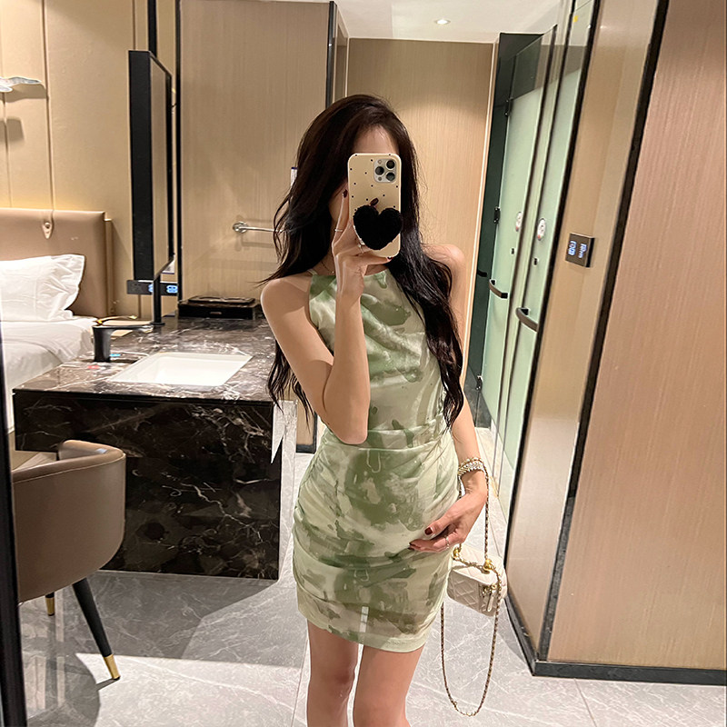 金豆豆孕妇显白网纱包臀连衣裙