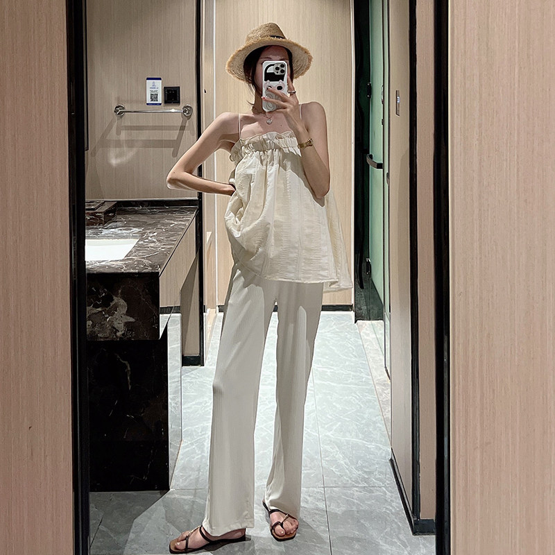 金豆豆夏季孕妇吊带裙套装显瘦