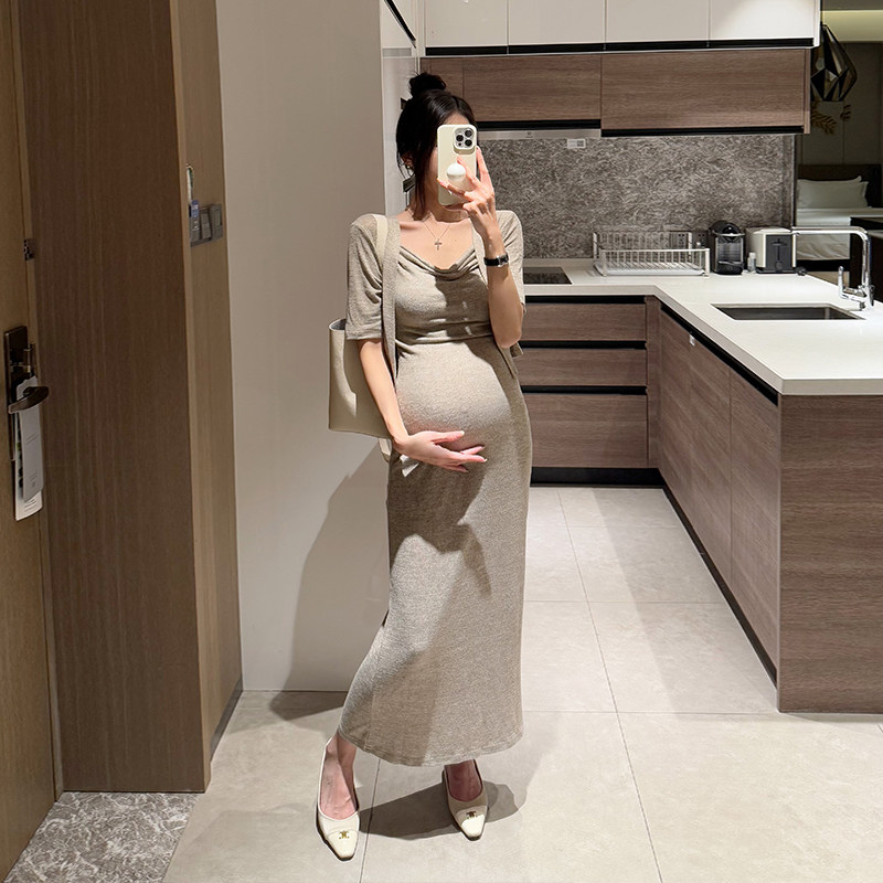 金豆豆孕妇夏季高弹吊带连衣裙