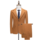 商务休闲西装 2207男士 拿铁色两件套 修身 款 品质款 新郎西服礼服韩版