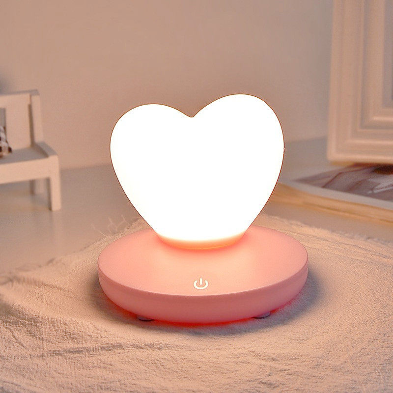 创意爱心触摸小夜灯usb充电硅胶浪漫心形灯led卧室房间装饰台灯