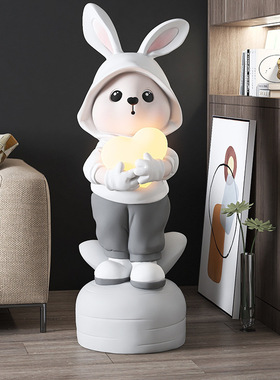 轻奢兔子卧室灯乔迁礼物落地摆件客厅大型家居装饰品电视柜沙发旁