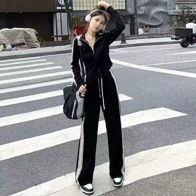 运动套装女春秋季学生韩版宽松显瘦时尚网红休闲跑步服两件套
