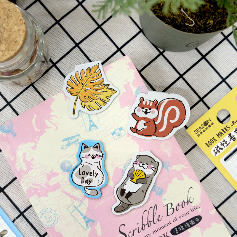 SEASON台湾四季磁性书签可爱卡通磁铁夹子书夹