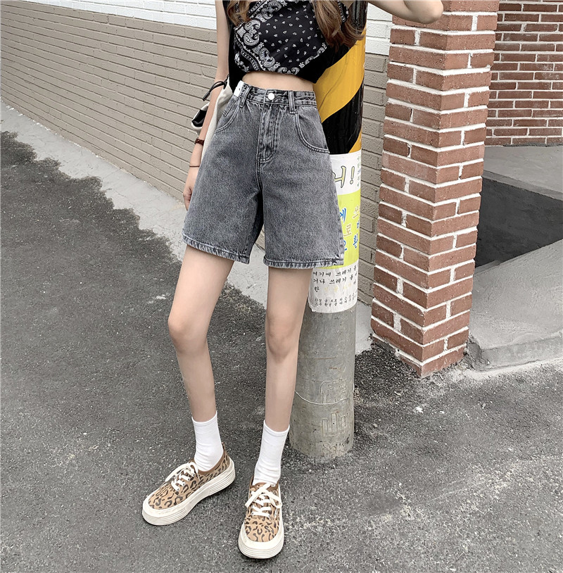 Real price 2021 summer versatile loose A-line denim shorts show thin wide leg pants