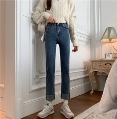 Real shot real price summer Korean stretch high waist loose skinny straight jeans for women