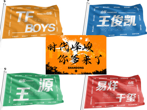 王源王俊凯易烊千玺TFBOYS应援旗定制周边后援大旗带杆粉丝会tf旗