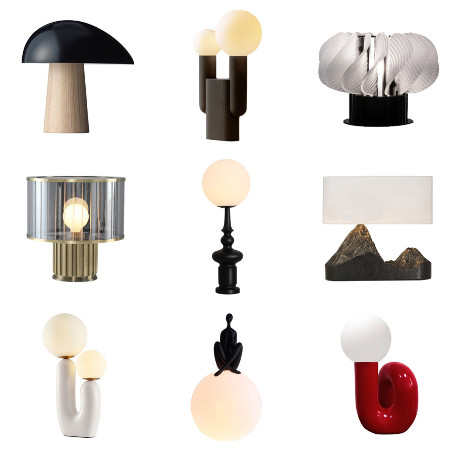 后现代简约创意树脂台灯儿童房设计师样板房装饰玻璃灯具