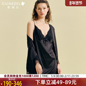 冰丝感睡袍歌瑞尔新款 性感吊带深V睡裙可外穿睡衣女裸感家居服