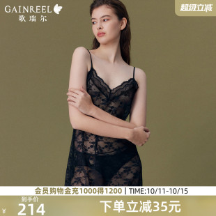 吊带睡裙歌瑞尔蕾丝美背睡衣女性感禁欲系透视家居服2025年新品