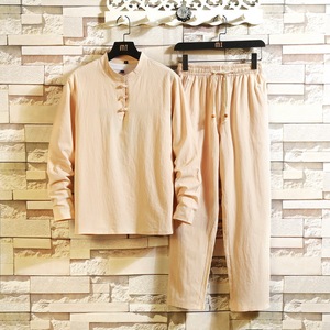 棉麻秋季男士长袖长裤套装男套装大码风 星座1512-TZ8006-P50图片