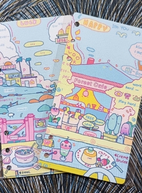 海岛咖啡店不吃卷毛授权可爱手帐A7分隔页A8分页纸A6personal奇葩