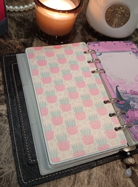 生日蛋糕 蓝粉小清新珠光纸手帐薄款分隔页A6A7A8个性内页 未打孔