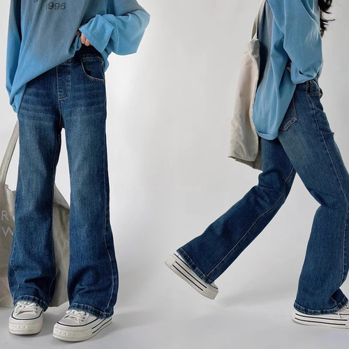 女中大童微喇牛仔裤显高显瘦