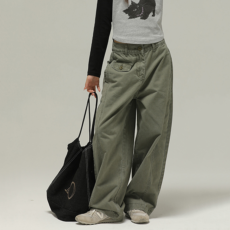 女大童工装休闲裤亲子直筒阔腿裤