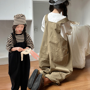 韩国童装女童背带裤2025春夏儿童连体裤男童宽松长裤中大童休闲裤