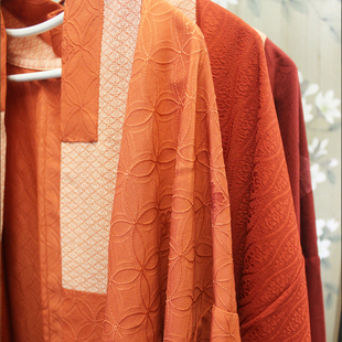 新禧 红色系桑蚕丝印花提花正绢反解宋制长衫飞机袖短衫 春节汉服