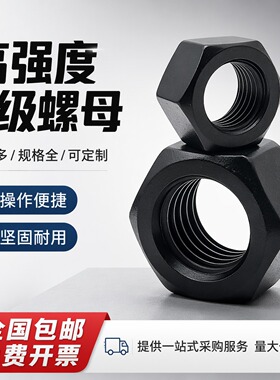 8级国标高强度发黑六角螺母GB6170粗牙碳钢M6-M48