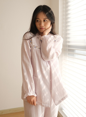 LNParty 春秋纯棉双层纱布公主风娃娃领长袖家居服日系甜美两件套