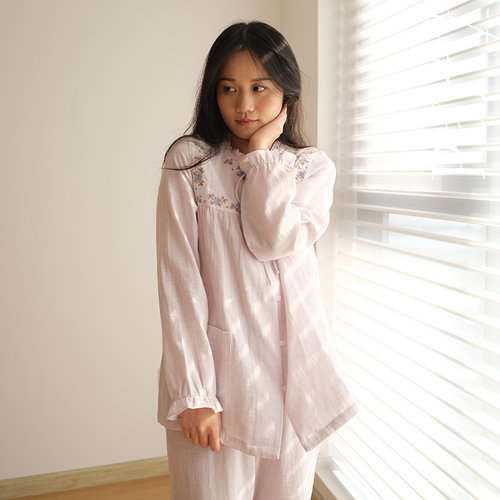 双层纱布公主风娃娃领长袖家居服