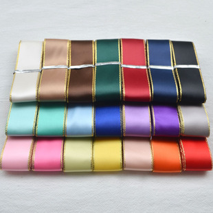 25MM双面金边涤纶带丝带绸带diy发饰头饰材料宫廷风发饰头饰材料