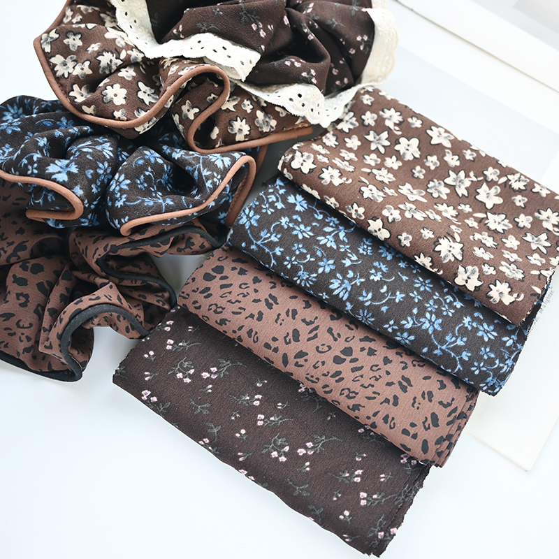 14CM咖色碎花豹纹布艺带DIY