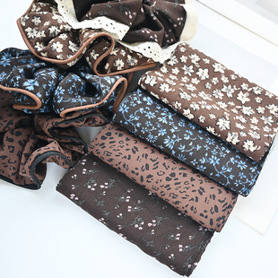14CM咖色碎花豹纹布艺带肠圈布料 DIY大肠发圈发绳材料自制蝴蝶结