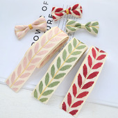 26MM单面提花树叶织带丝带 手工发饰材料DIY饰品配件自制蝴蝶结