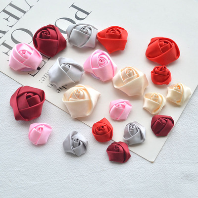 diy玫瑰布艺头饰发夹折丝