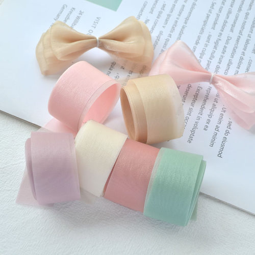 流光纱布艺带蝴蝶结发夹材料