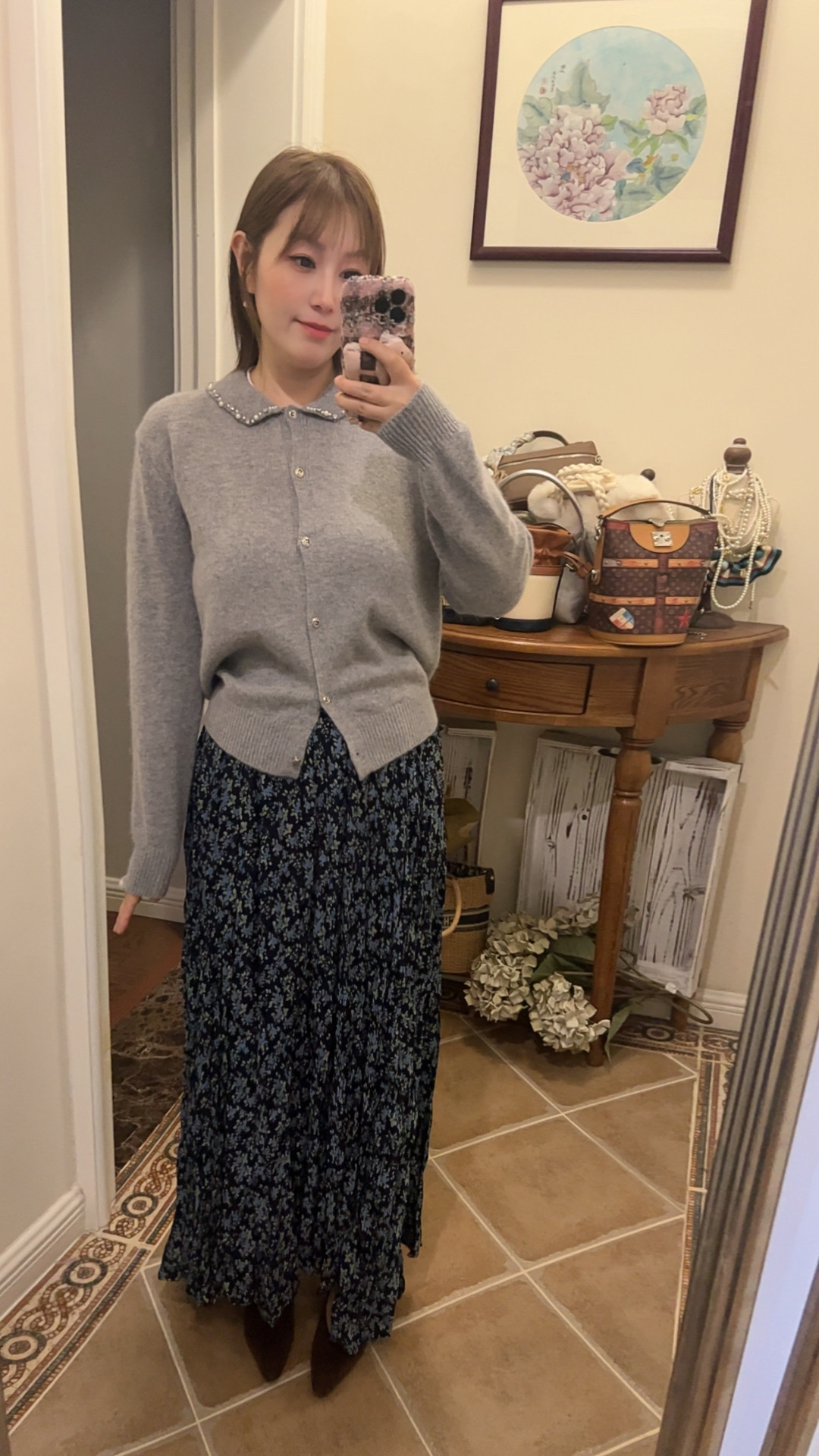 2025新款韩版娃娃领针织开衫女宽松显瘦百搭毛衣外套上衣