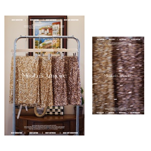 巴比伦纸醉金迷甜辣妹百搭轻熟侧拉链松紧腰金色香槟色闪闪超短裙