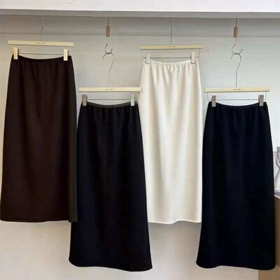 加绒糯米绒2025年赫本风气质多色新款高腰显瘦松紧腰长款半身裙