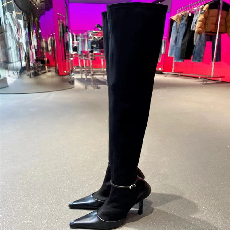 2022 NEW SQUARE TOE ULTRA-HIGH HEEL STRETCH OVER-THE-KNEE BOOTS EUROPEAN AND AMERICAN FASHION SKINNY BOOTS LEATHER STILETTO BOOTS WOMENS BOOTS