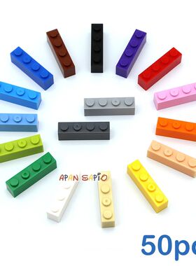 50PCS DIY Building Blocks Thick Figures Bricks 1x4 Dots Educ