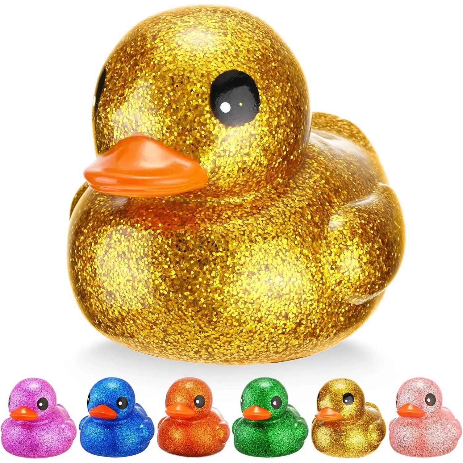 Giant Glitter Rubber Ducks 6.89 Inch Big Sparkly Rubber Duck
