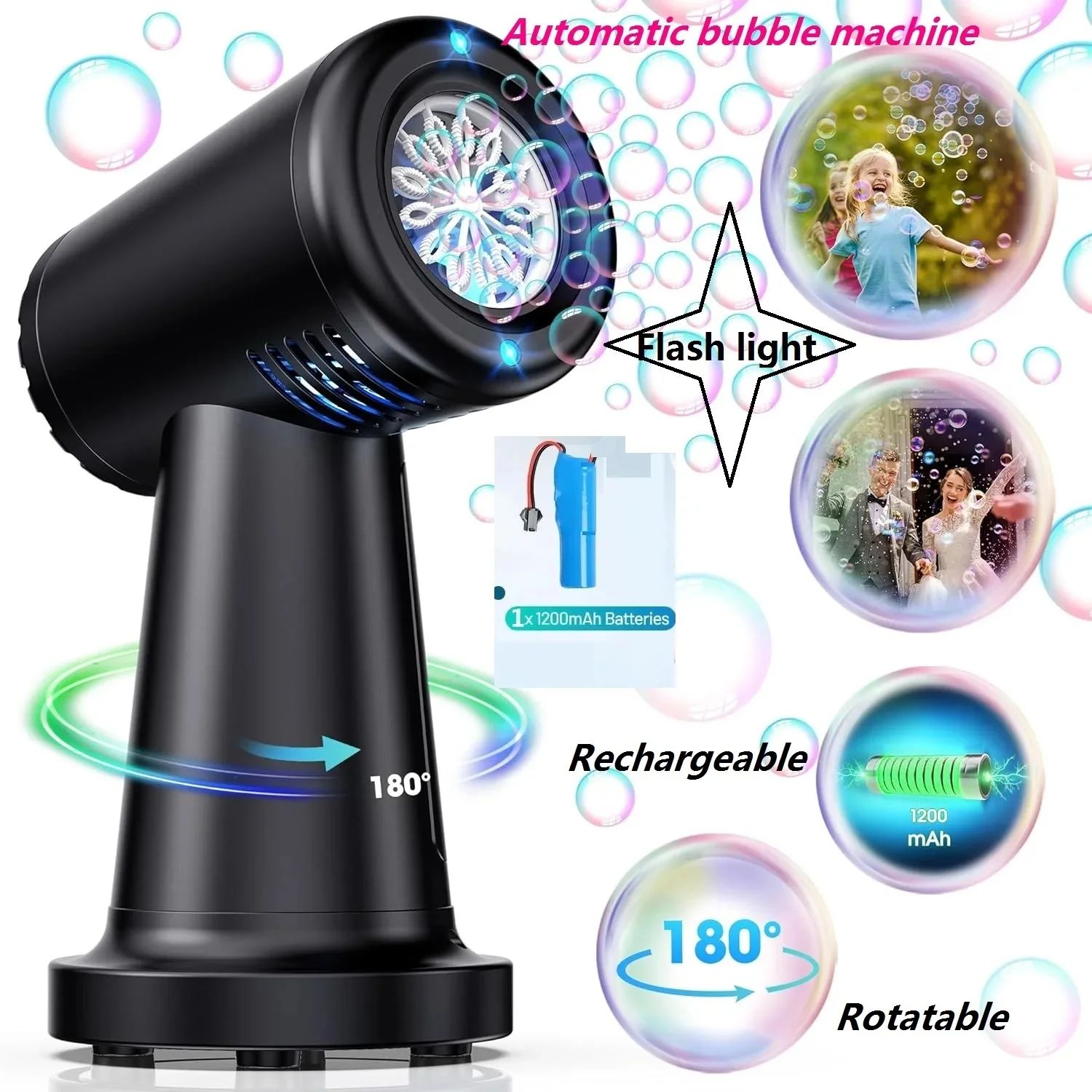 Bubble Machine Blower for Kids Toddlers, Rechargeable Batter