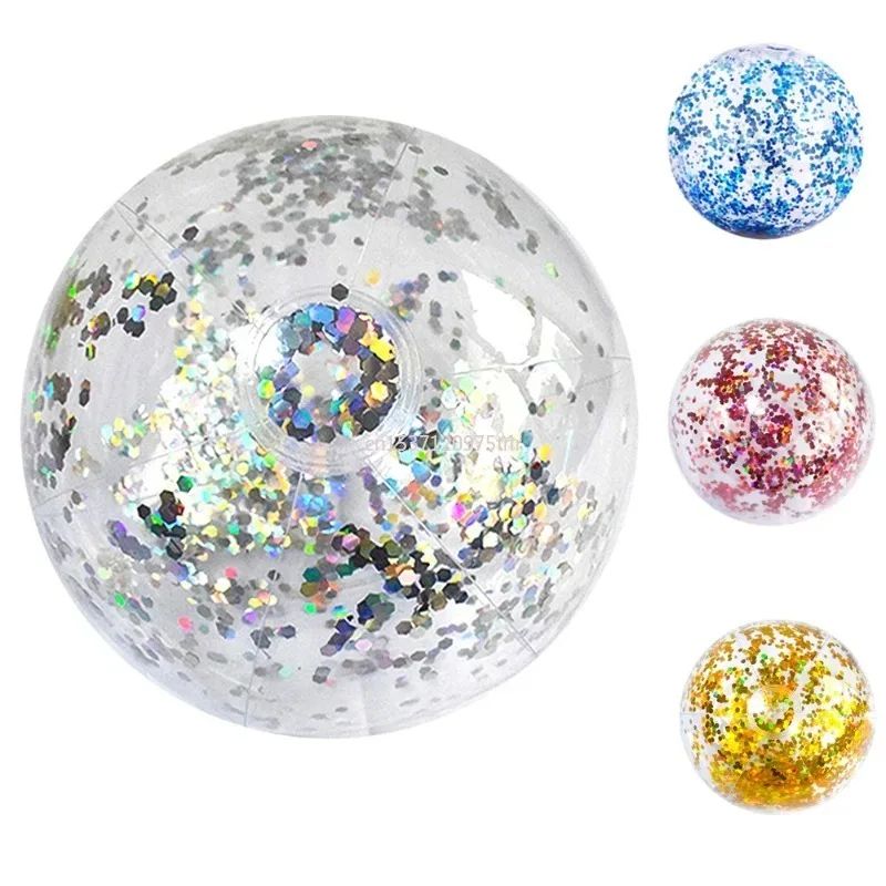 40/60cm Inflatable Glitter Beach Ball Summer Water Ball Sequ